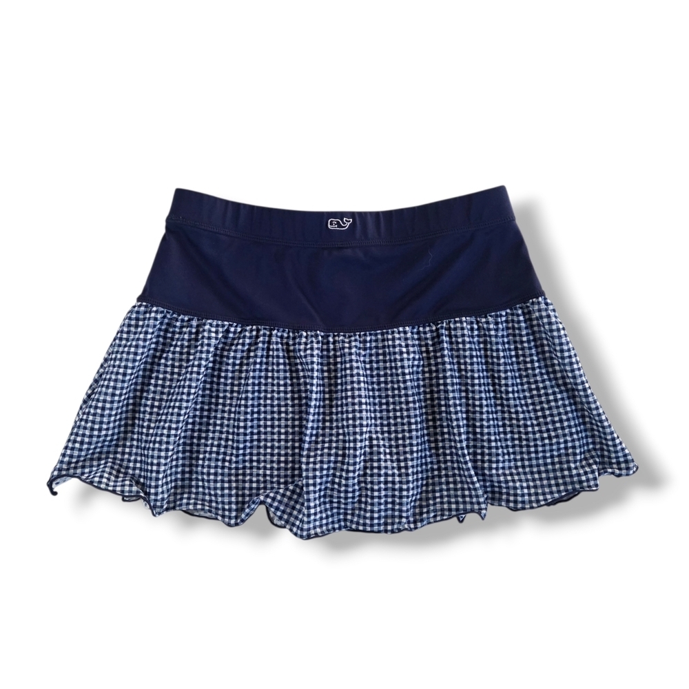 VINYARD VINES Girls Navy Gingham Navy Mini Skirt Medium 10 12 Preppy